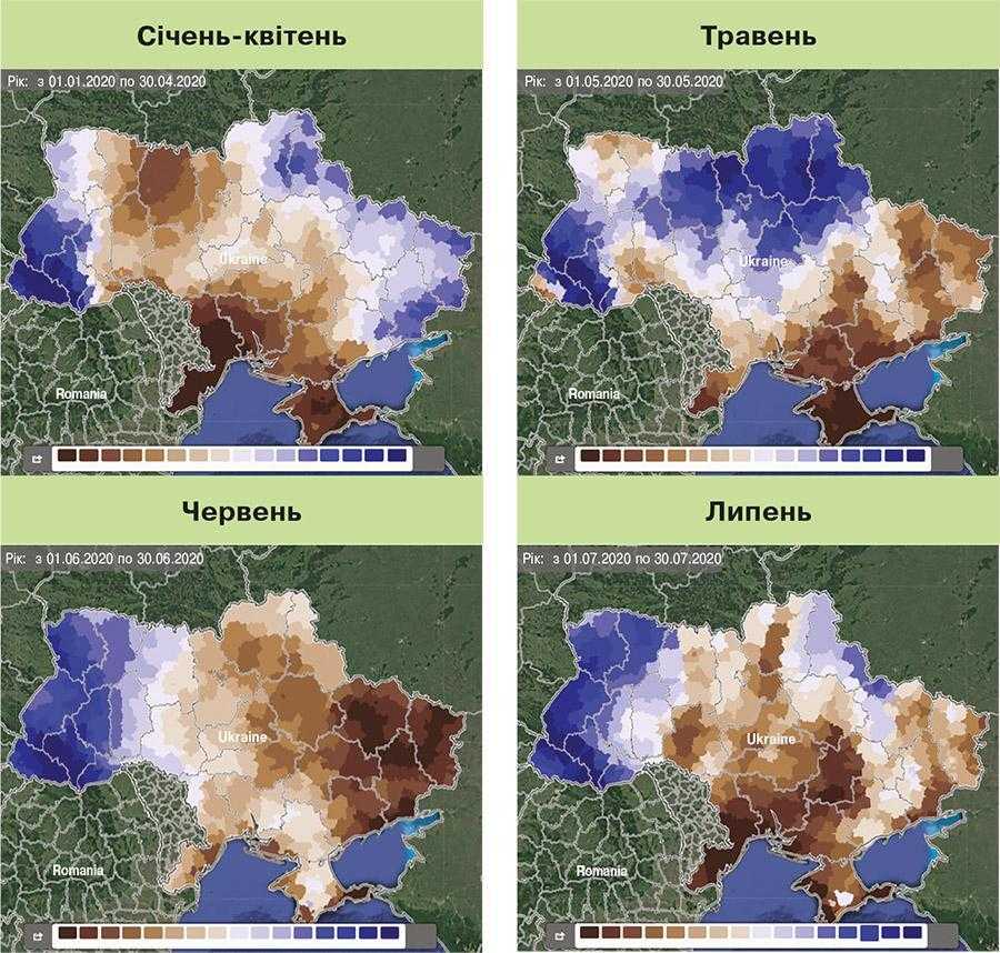 Рис. 6. Розподіл опадів по території України
