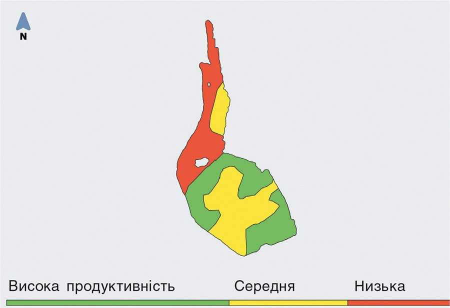 Карта зон продуктивності на полі сої Карта зон продуктивності на полі сої